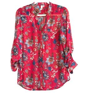 Kut From The Kloth Floral Red Women's Top Small